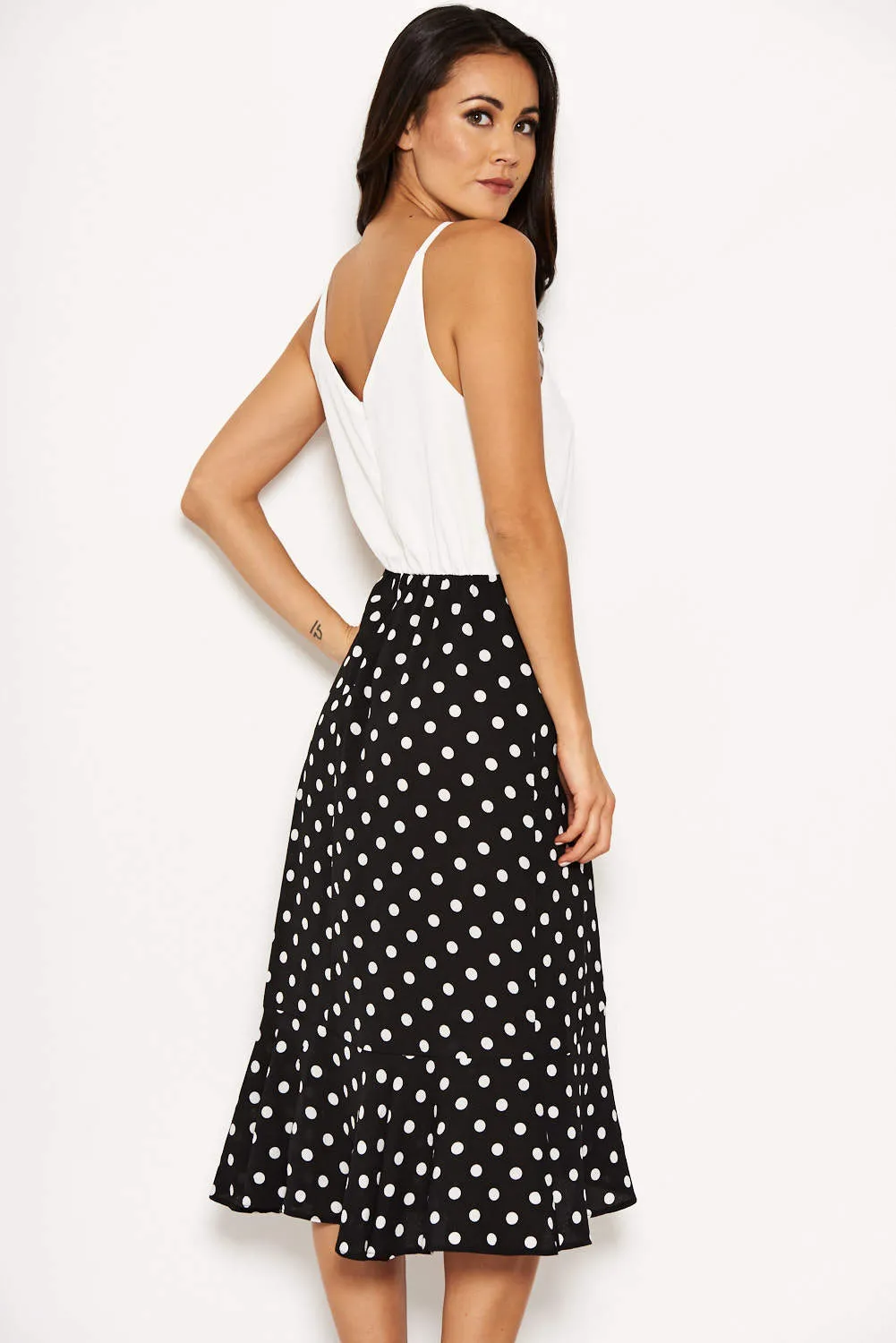 2 In 1 Polka Dot Frill Hem Dress