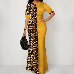 5XL Plus Size 2020 Casual Slim Patchwork Color Maxi Dresses Elegant Sexy Long Party Dress African Dress For Women