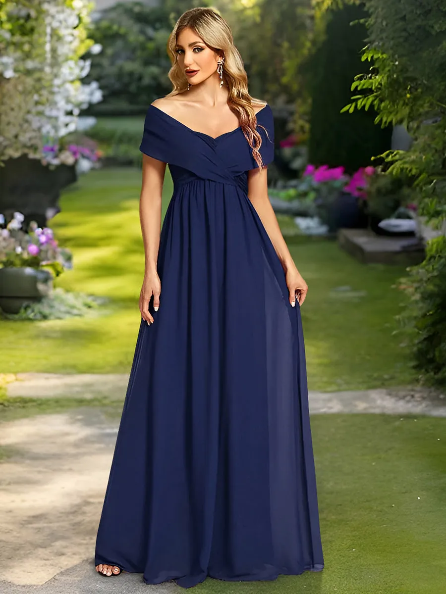 A-Line Chiffon Floor Length Wholesale Bridesmaid Dresses