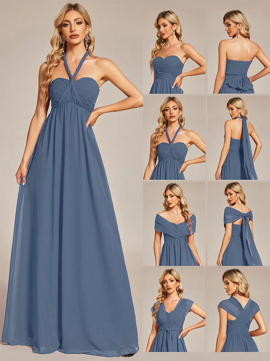 A-Line Chiffon Floor Length Wholesale Bridesmaid Dresses