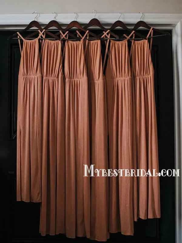 A-line Dusty Orange Chiffon Bridesmaid Dresses,Cheap Bridesmaid Dresses,WGY0379