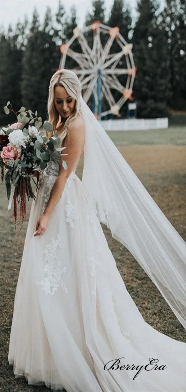 A-line Lace Wedding Dresses, Modest Wedding Dresses