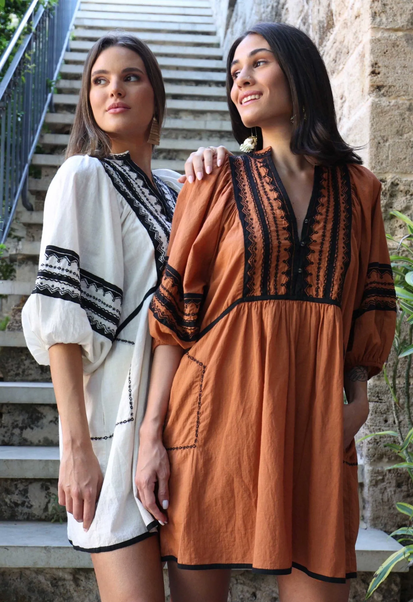 A LITTLE EXTRA - THE TRIBAL APPLIQUE EMBROIDERED LOOSE FITTED DRESS