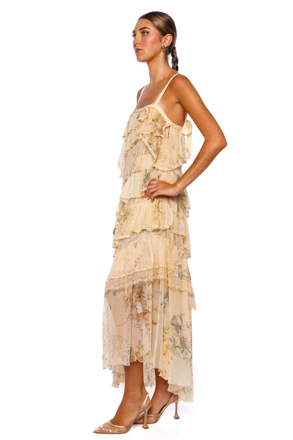 Adorned In Antiquity Asymmetric Midi Dress