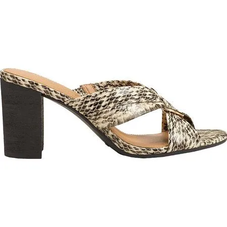 Aerosoles Women's HIGHWATER Block Heeled Sandals Bone Snake Open Toe Mules