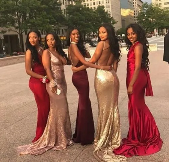 Affordable Popular Sexy Mermaid Mismatched Long Wedding Bridesmaid Dresses, WG416