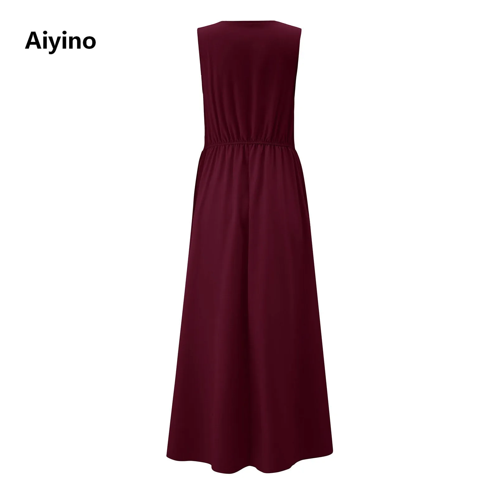 Aiyino Women's V-neck Chiffon Sleeveless High Waist Split Dress Dresses