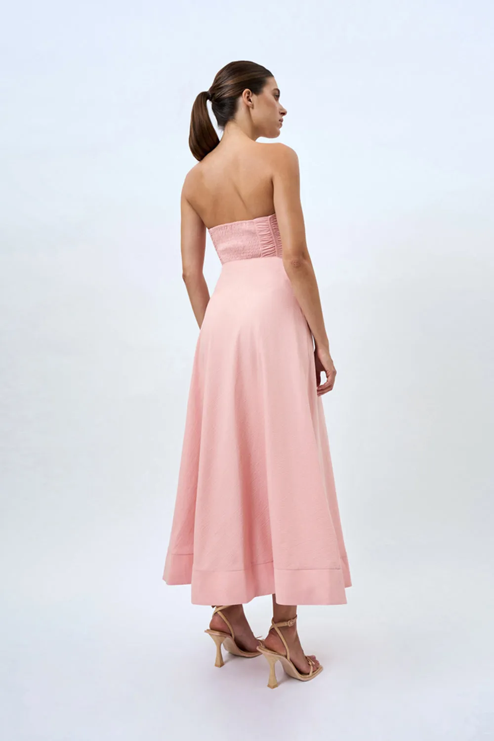 Alessia Gather Strapless Midi Dress | Final Sale - Pink