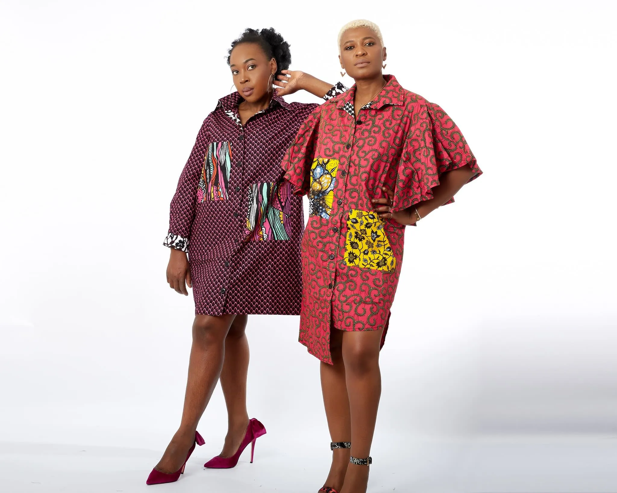 Amina - African Ankara Print Cut out Shift Shirt Dress