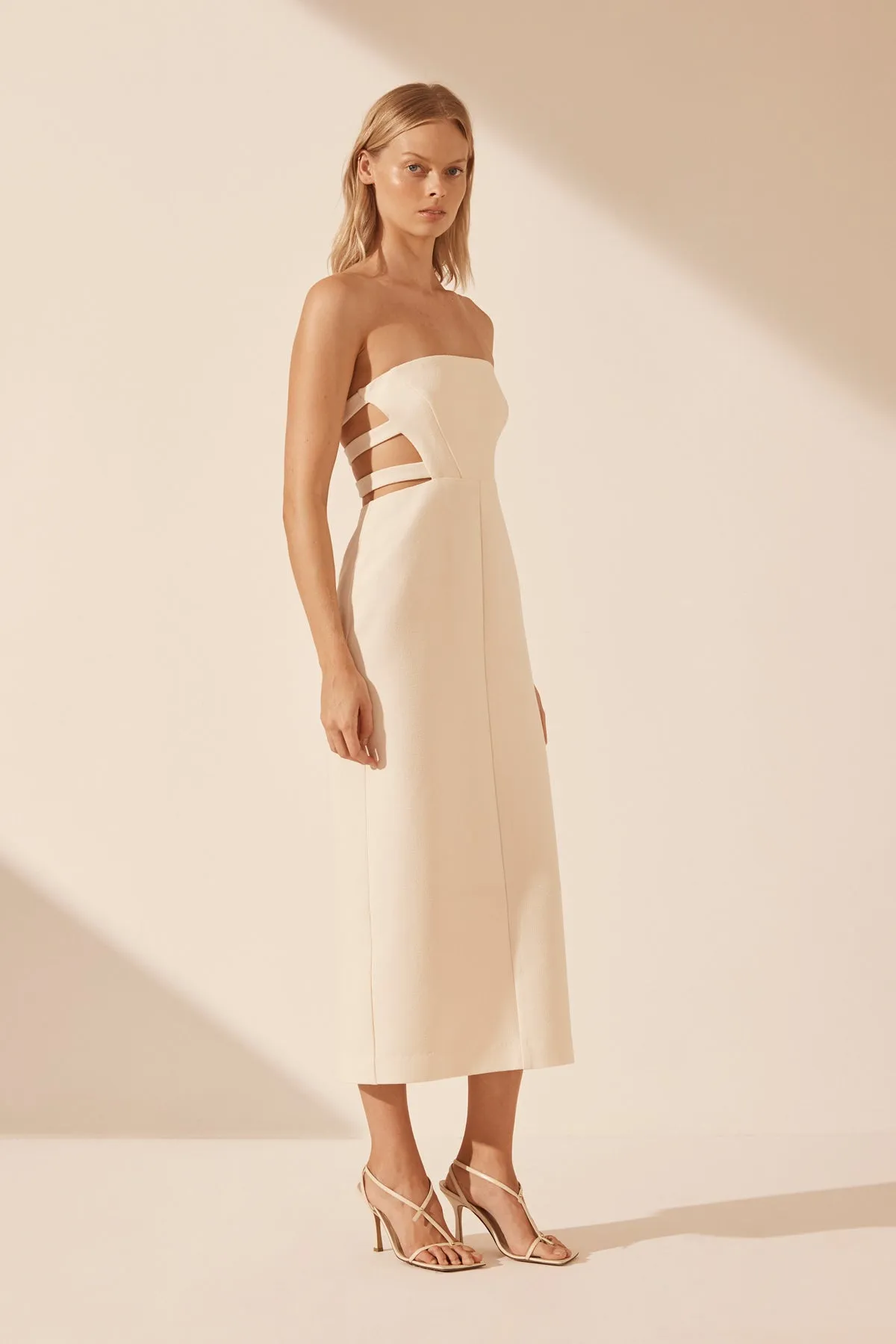 AMURA SPLICE CUT OUT MIDI DRESS - CREAM