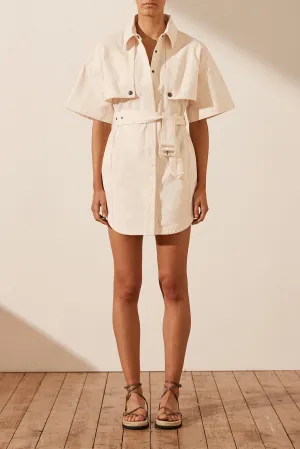 ANYA SHIRT DRESS WITH BELT - COCONUT