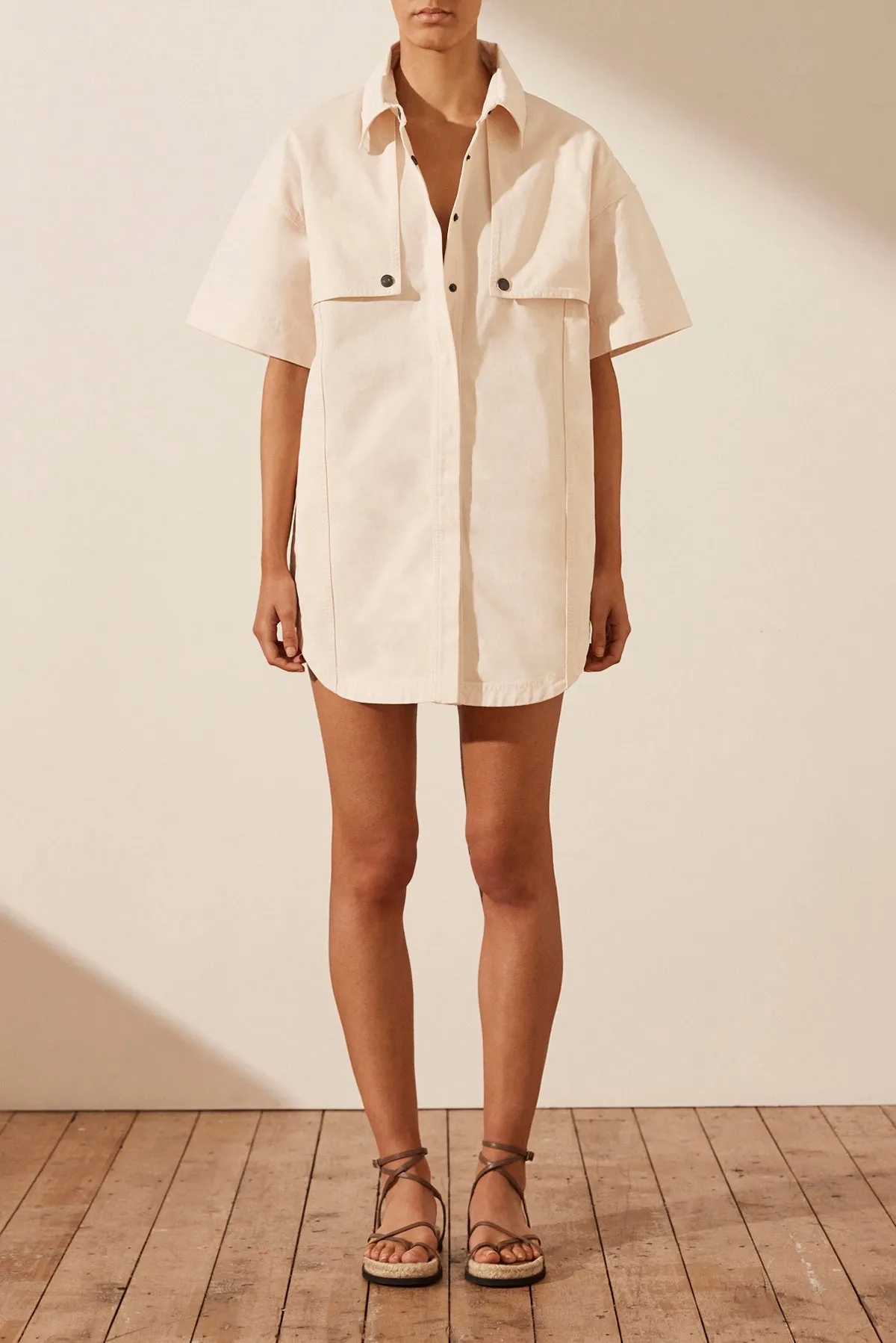 ANYA SHIRT DRESS WITH BELT - COCONUT