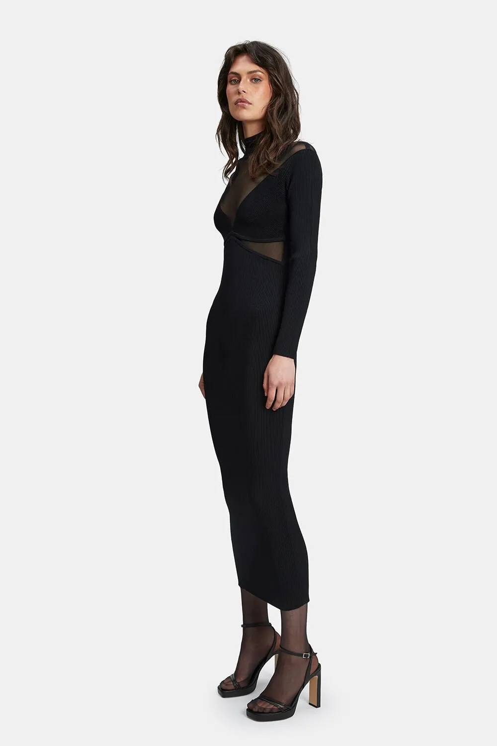 Aperol Knit Midi Dress - Black