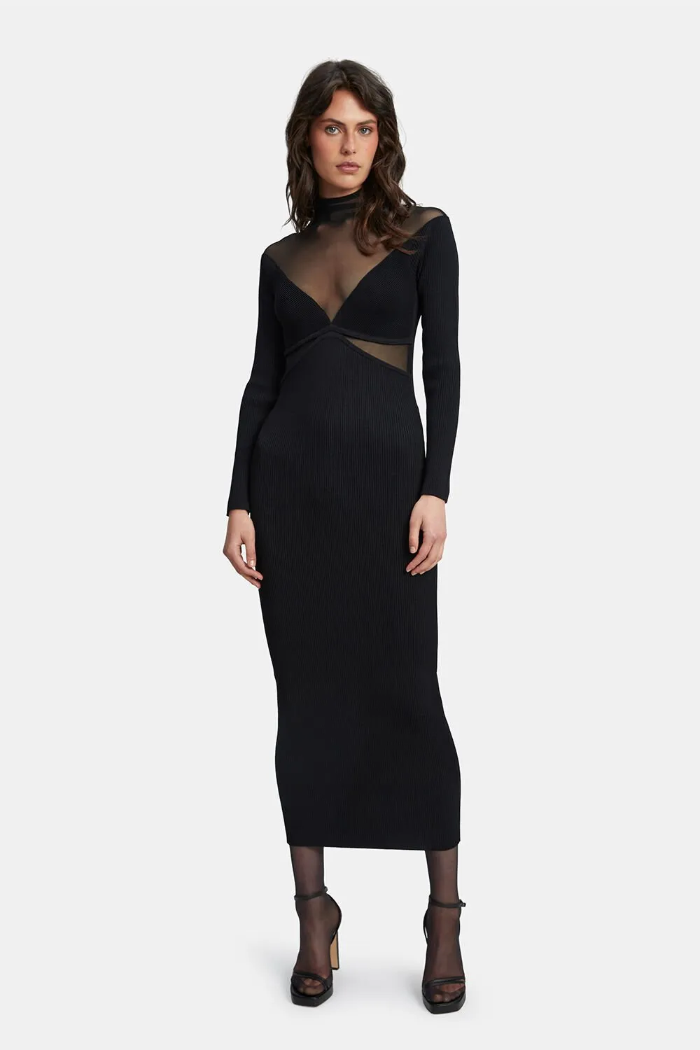 Aperol Knit Midi Dress - Black