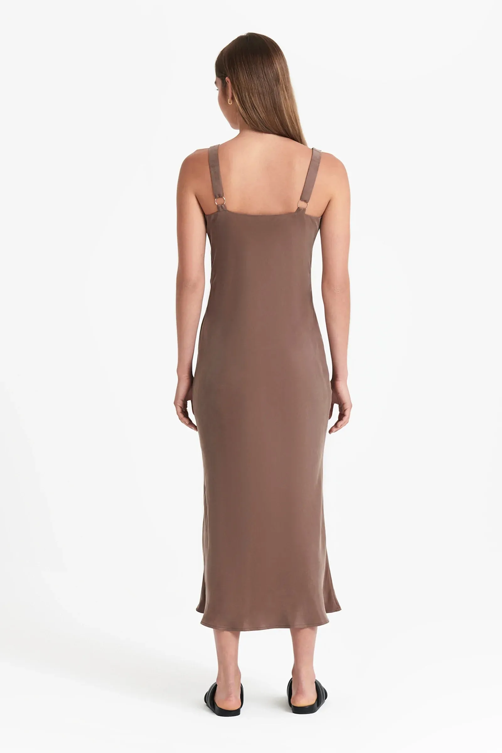 Arianne Cupro Slip Dress- Cola