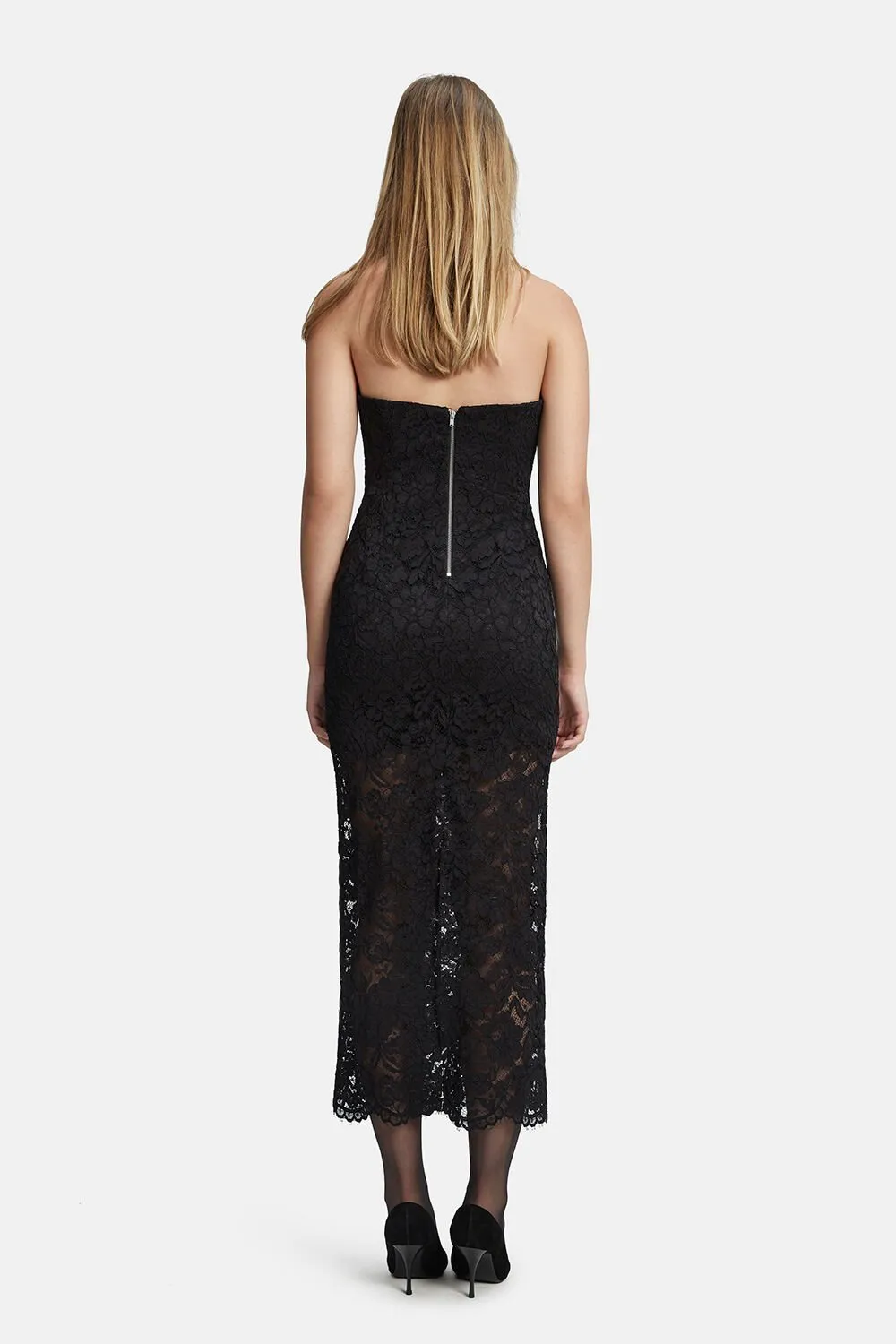 Artemis Midi Lace Dress - Black