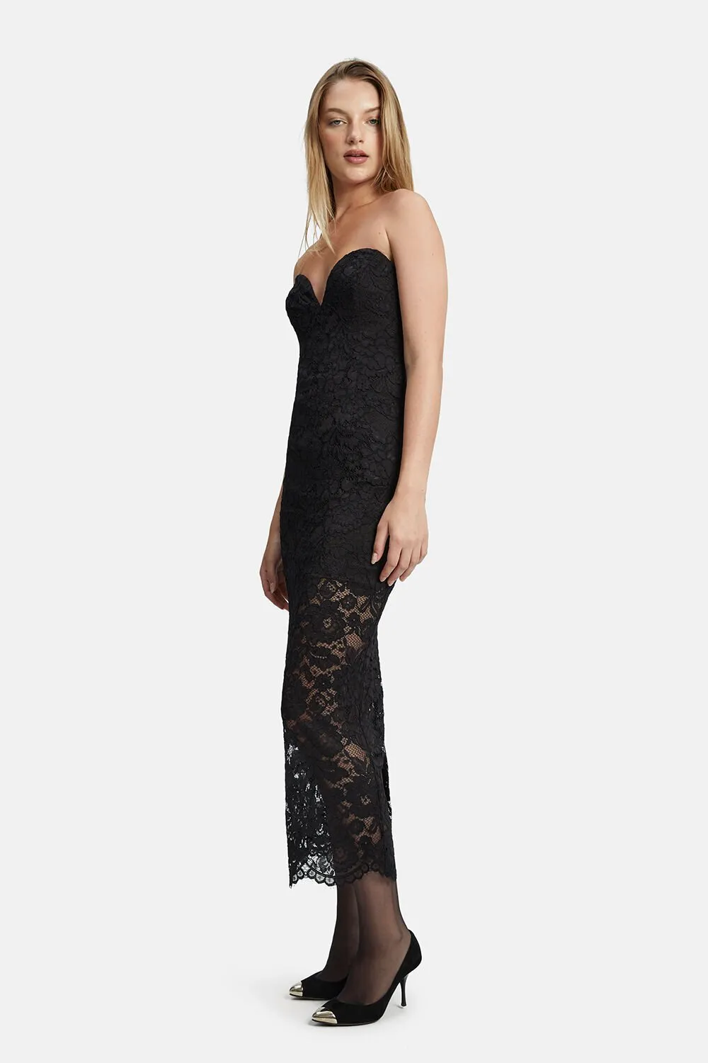 Artemis Midi Lace Dress - Black