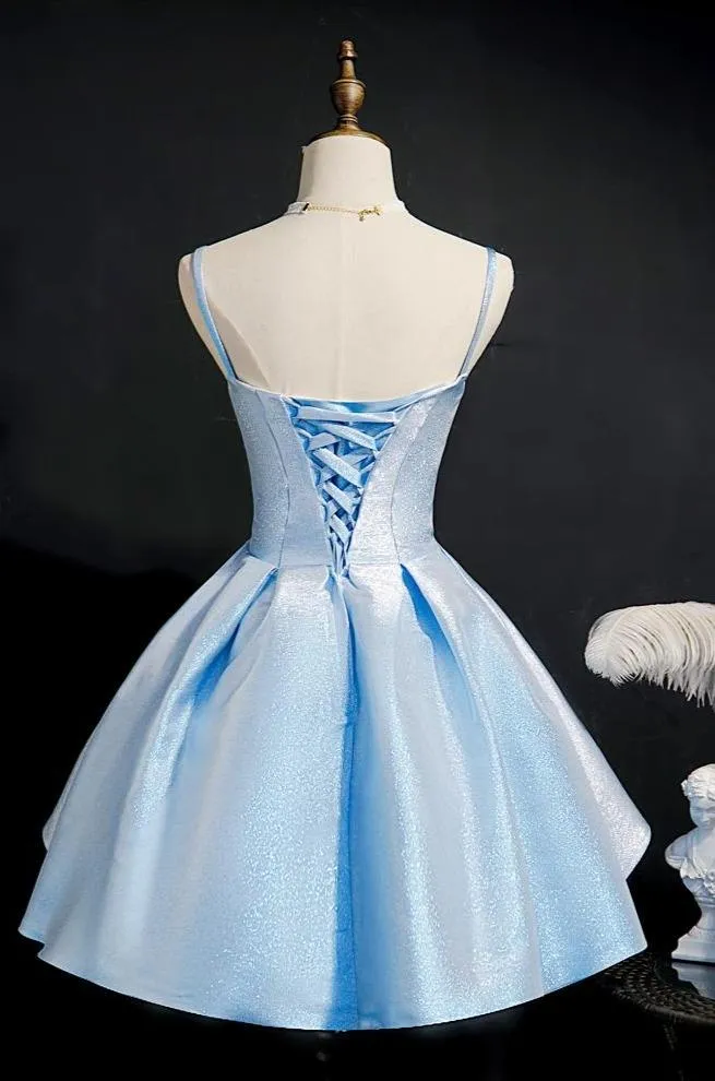 Baby Blue Homecoming Dresses Sweetheart Neck Graduation Dress SD1378