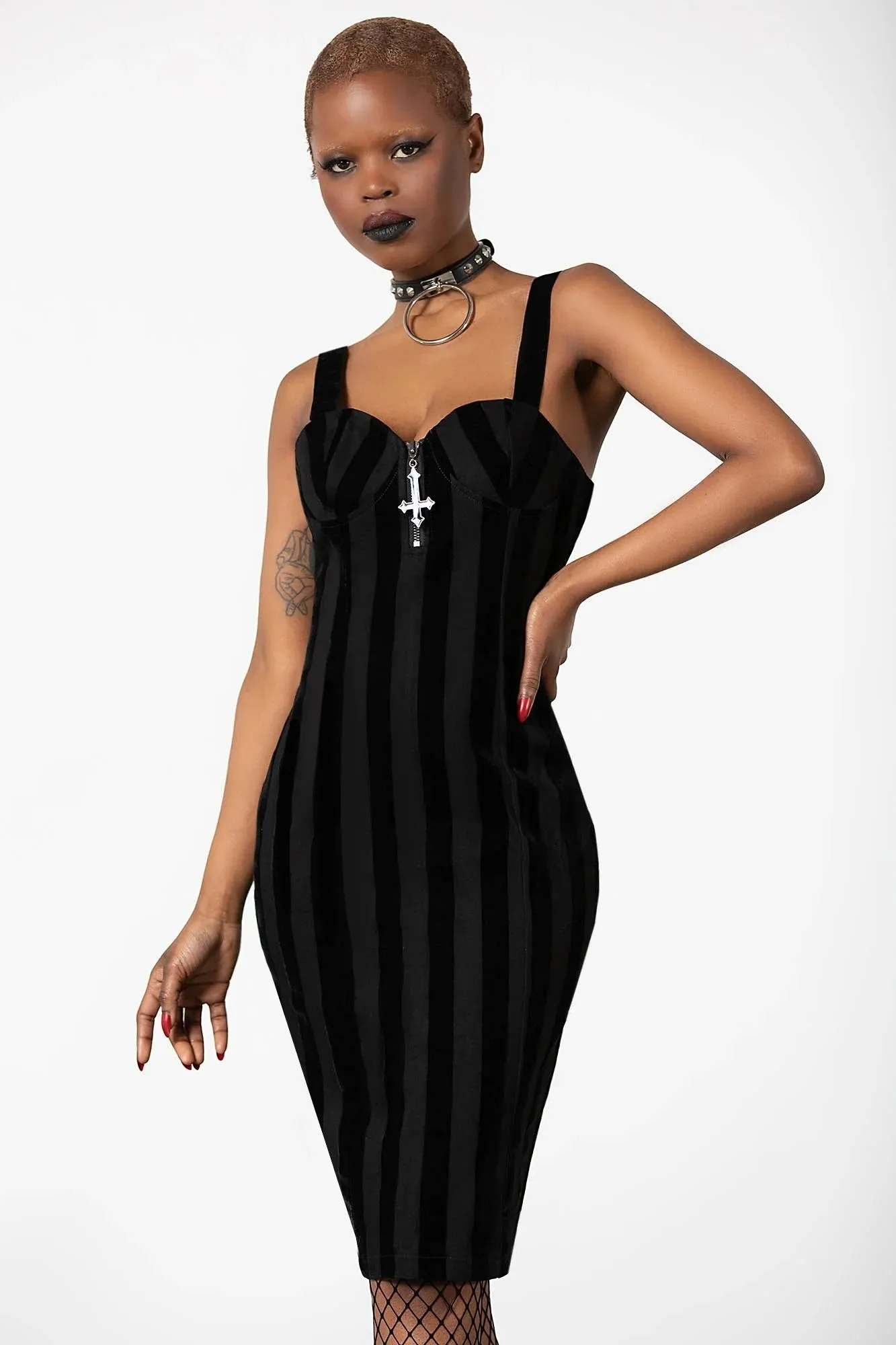 Back From The Dead Striped Bodycon Dress