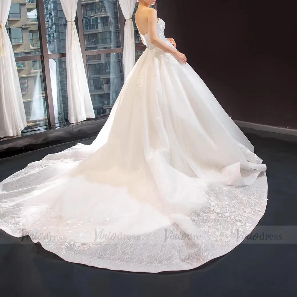 Ball Gown Lace Wedding Dresses with Detachable Sleeves VW1038