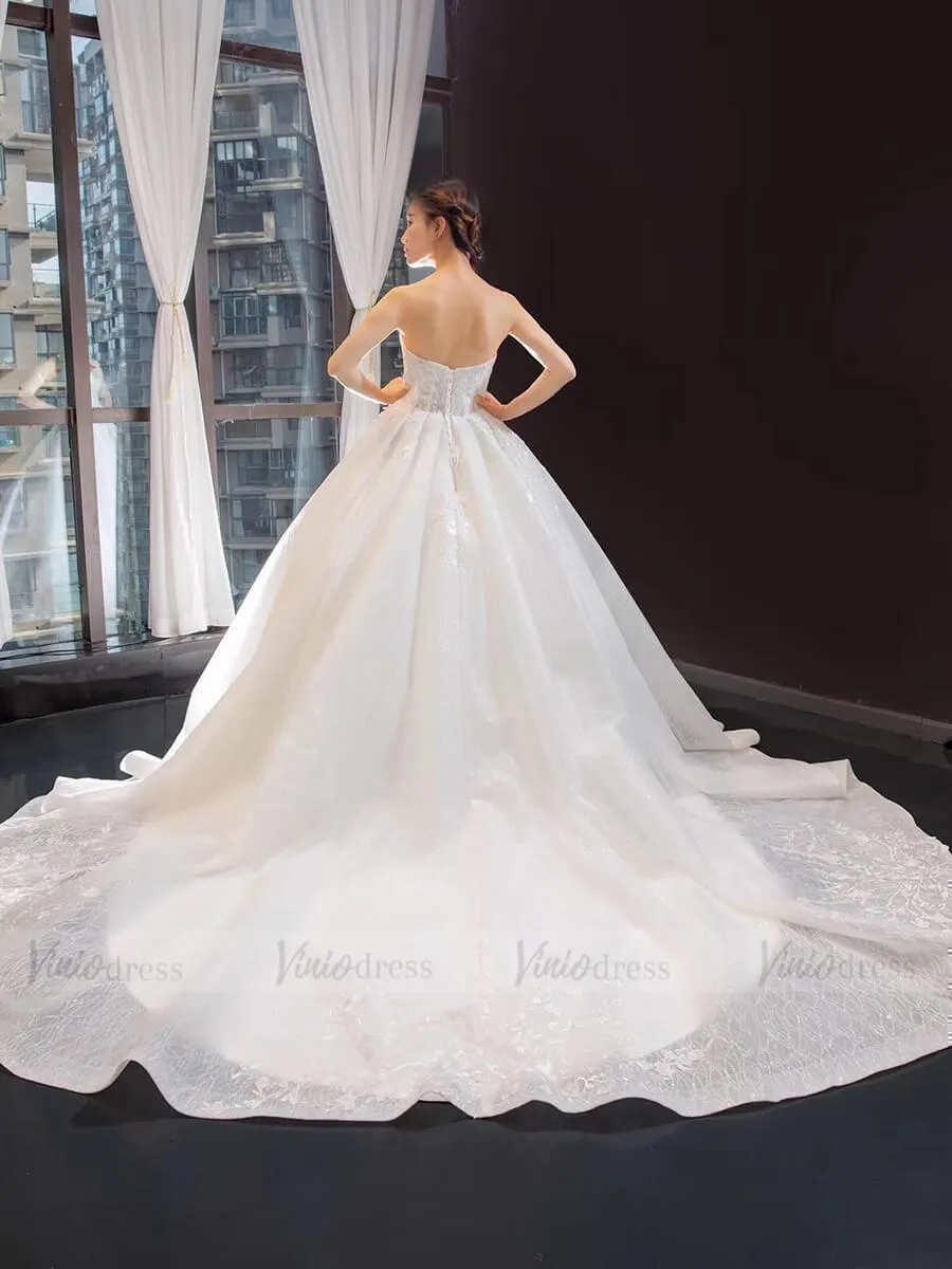 Ball Gown Lace Wedding Dresses with Detachable Sleeves VW1038