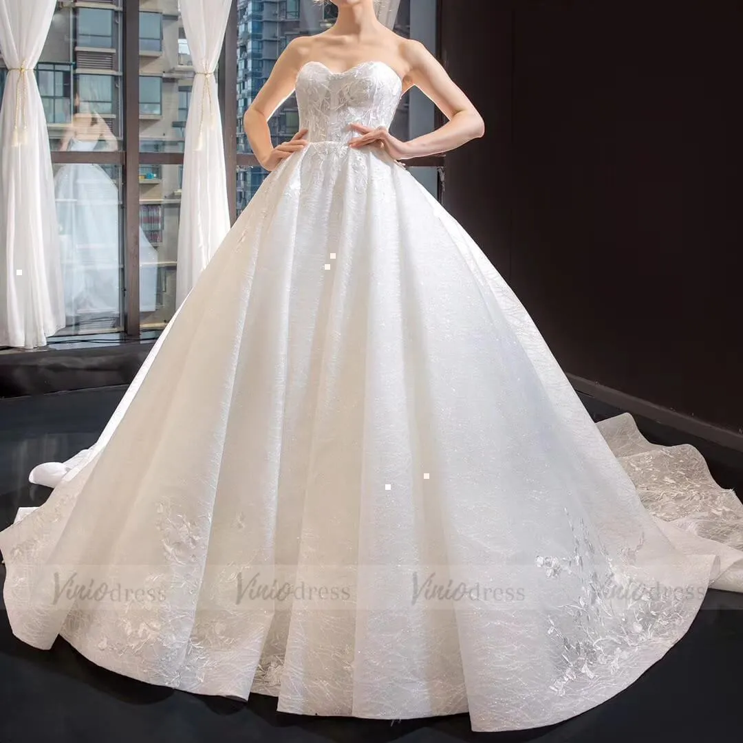 Ball Gown Lace Wedding Dresses with Detachable Sleeves VW1038