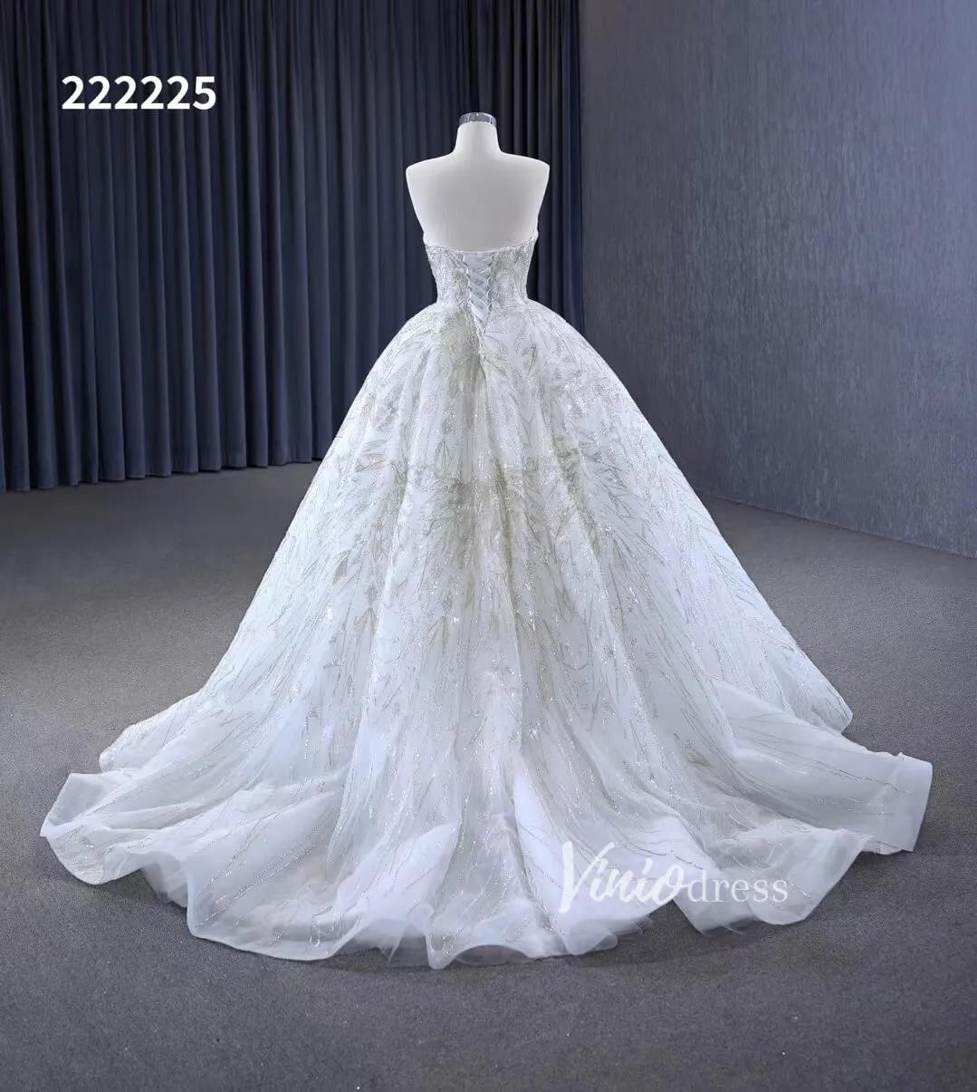 Beaded Lace Aplique Wedding Dresses Strapless Bridal Gown 222225