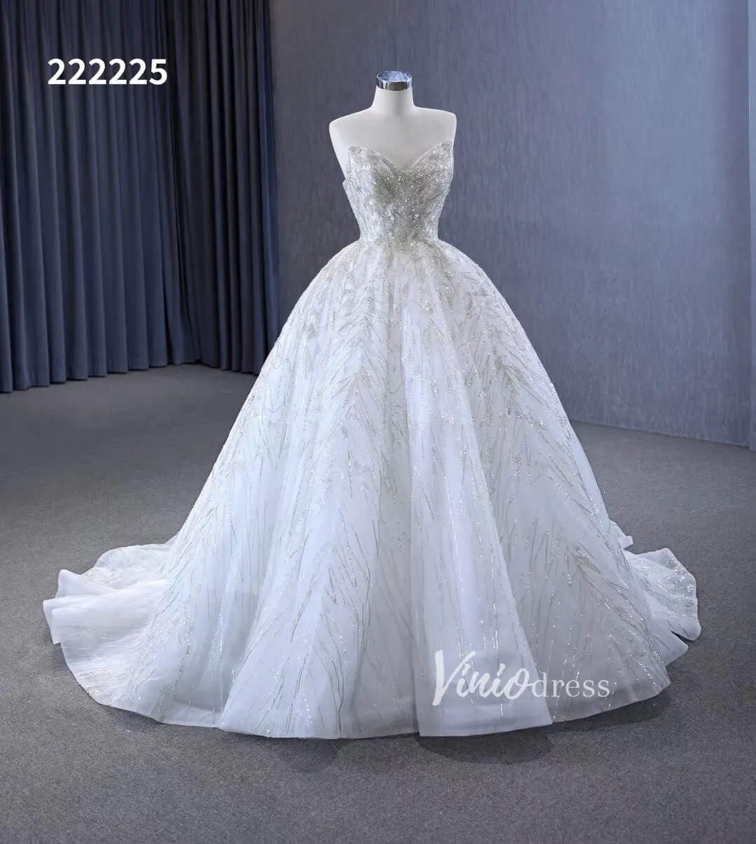 Beaded Lace Aplique Wedding Dresses Strapless Bridal Gown 222225