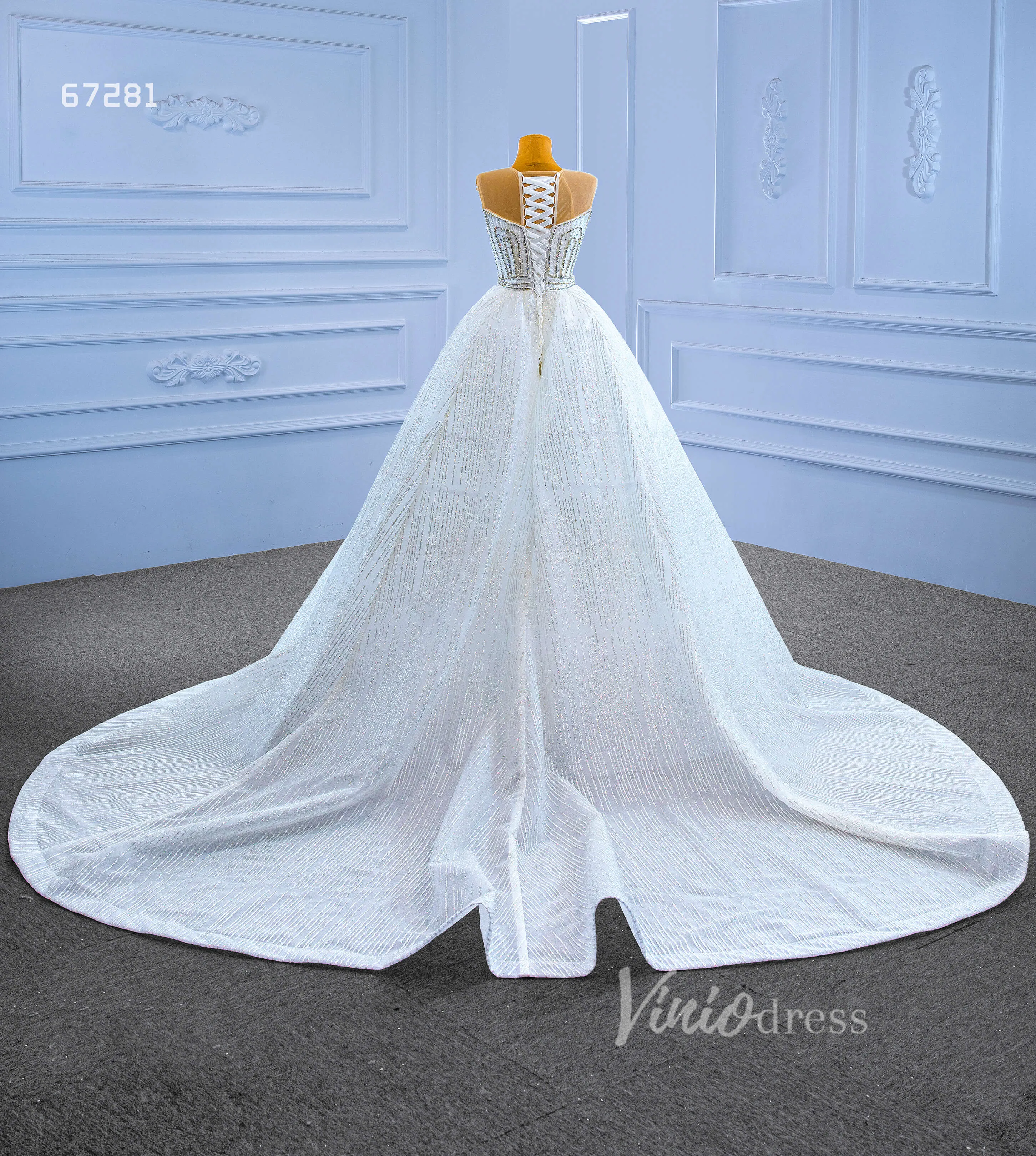 Beaded Sheath Wedding Dress with Overskirt 67281