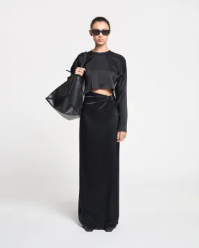 Beatriz - Slip Satin Maxi Dress - Black