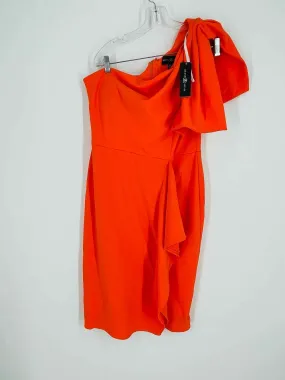 Betsy & Adam Size 12 Orange One Shoulder Ruffle Dresses NEW Dress