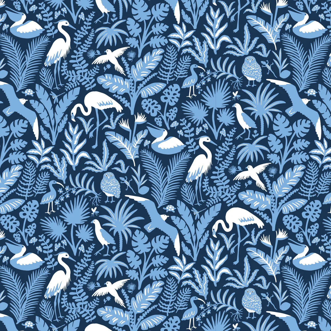 Bike Shorts - Tropical Birds Navy