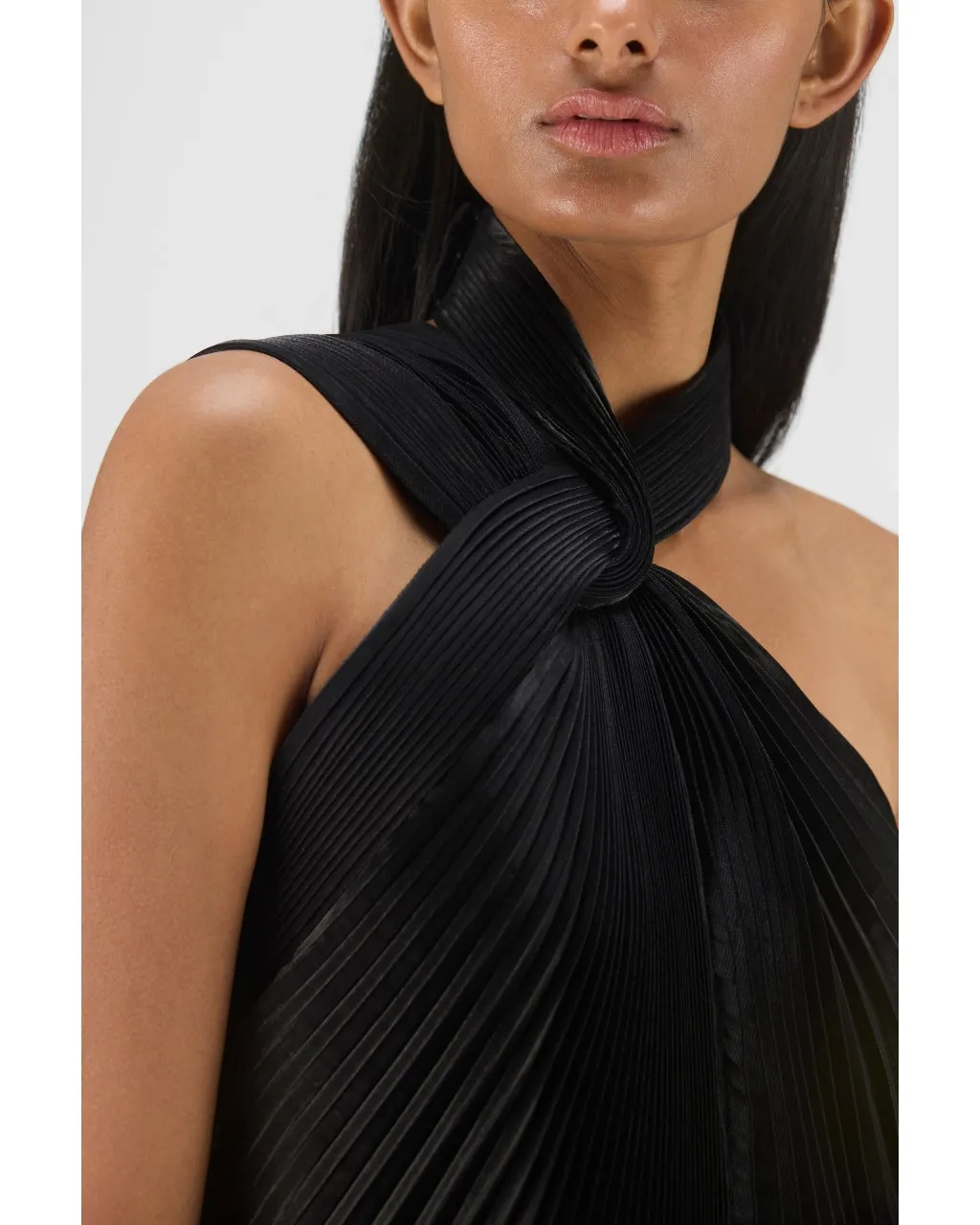 Black Pleated Fluid Dress