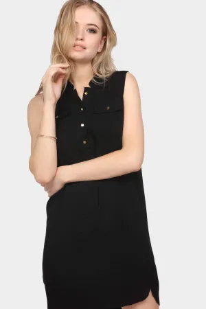 Black Sleeveless Shirt Dress