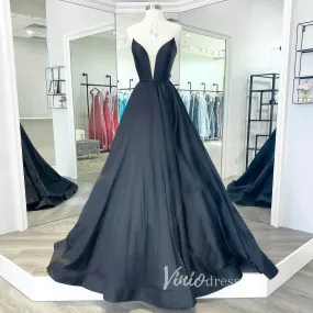 Black Strapless Prom Dresses Plunging V-Neck Evening Dress FD3039