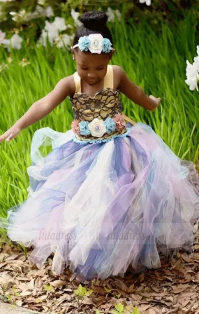 Blue Flower Girl Dress, Tutu Dress, BW97561