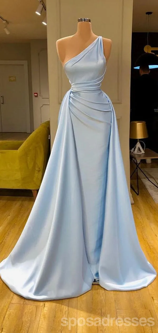 Blue Mermaid One Shoulder Cheap Long Prom Dresses,Evening Party Dresses,12897