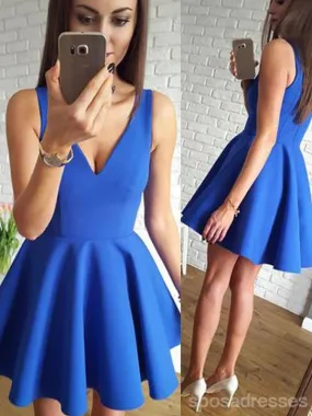 Blue V-Neck Cheap 2018 Homecoming Dresses Under 100, CM406