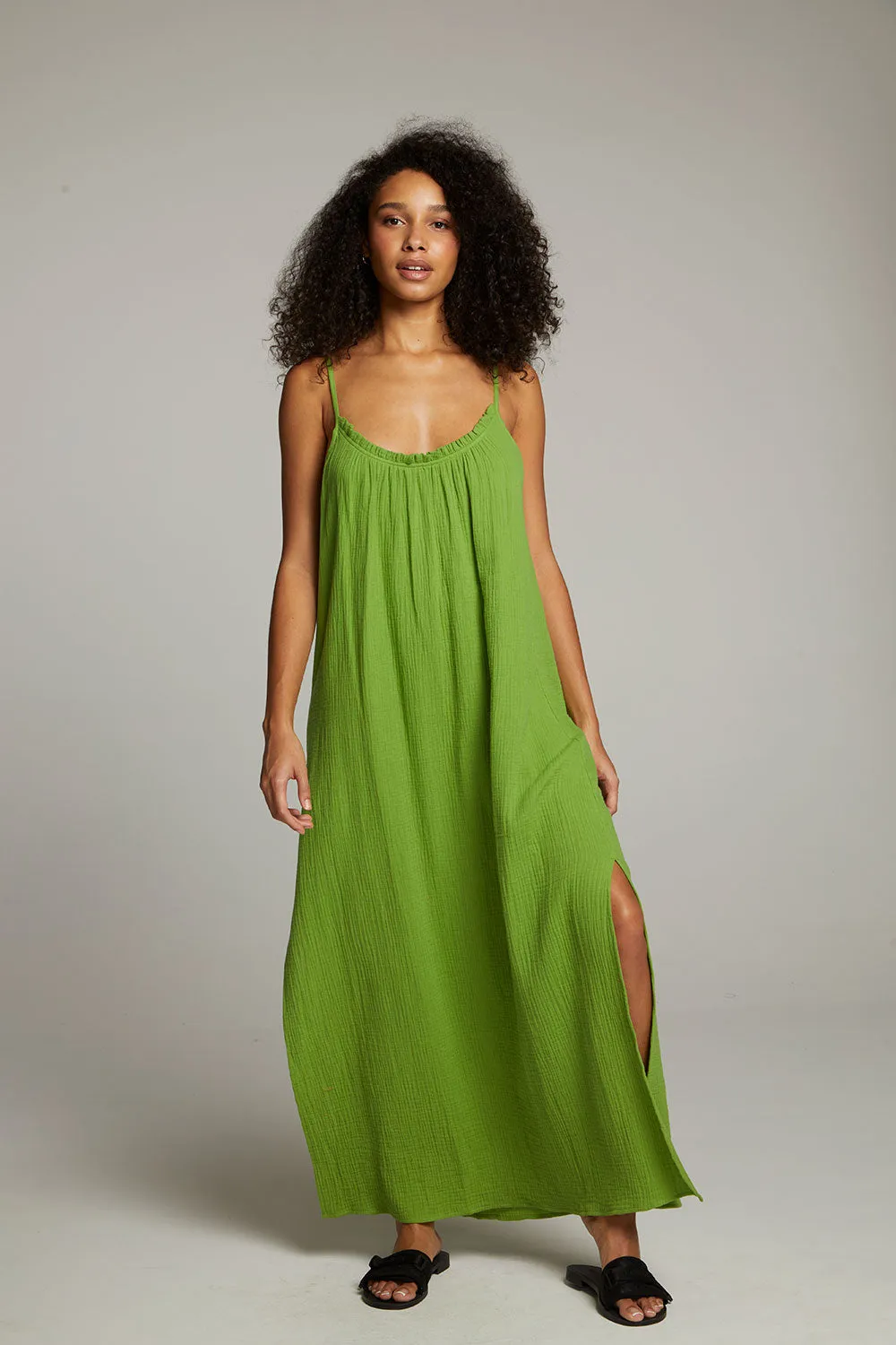 Bull Piquant Green Maxi Dress