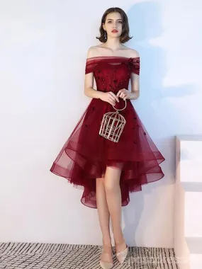 Burgundy Off Shoulder Short Homecoming Dresses Online, Cheap Short Prom Dresses, CM847