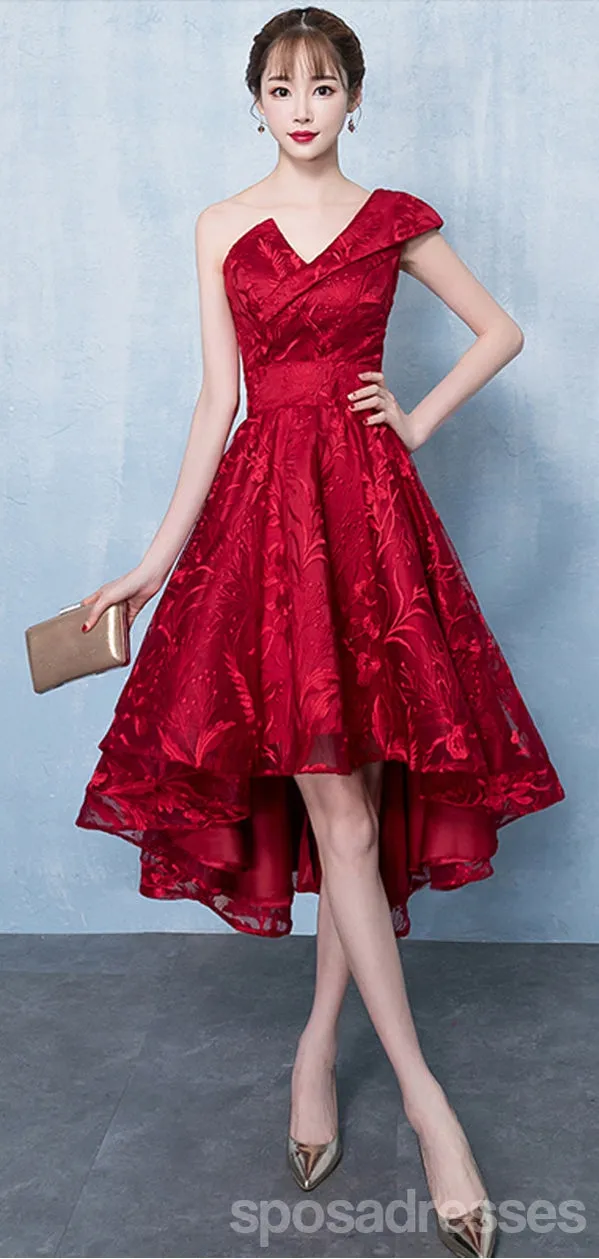 Burgundy One Shoulder Homecoming Dresses,Cheap Short Prom Dresses,CM902