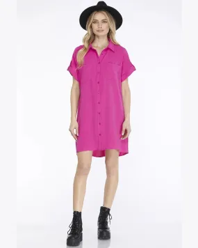 Button Up Woven Shirt Dress