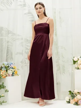 Cabernet Satin Convertible Slit Floor Length  Bridesmaid Dresses