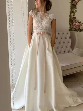 Cap Sleeves A-line Wedding Dresses, High Fashion Lace Wedding Dresses 2020