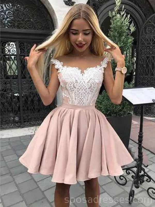 Cap Sleeves Dusty Pink Cheap Homecoming Dresses Online, Cheap Short Prom Dresses, CM751