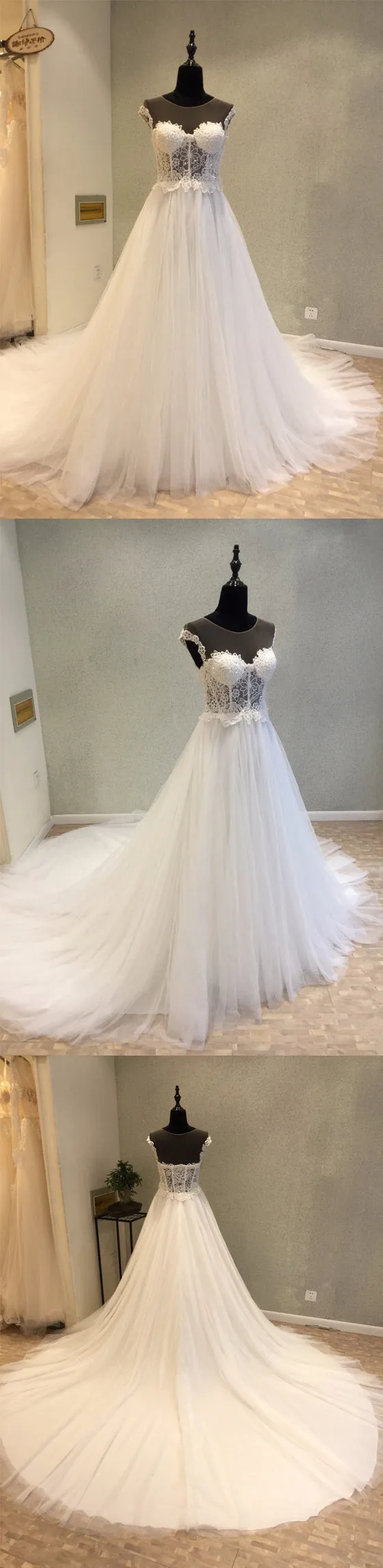 Cap Sleeves Formal Online Inexpensive Long Wedding Dress for Brides, WG1210