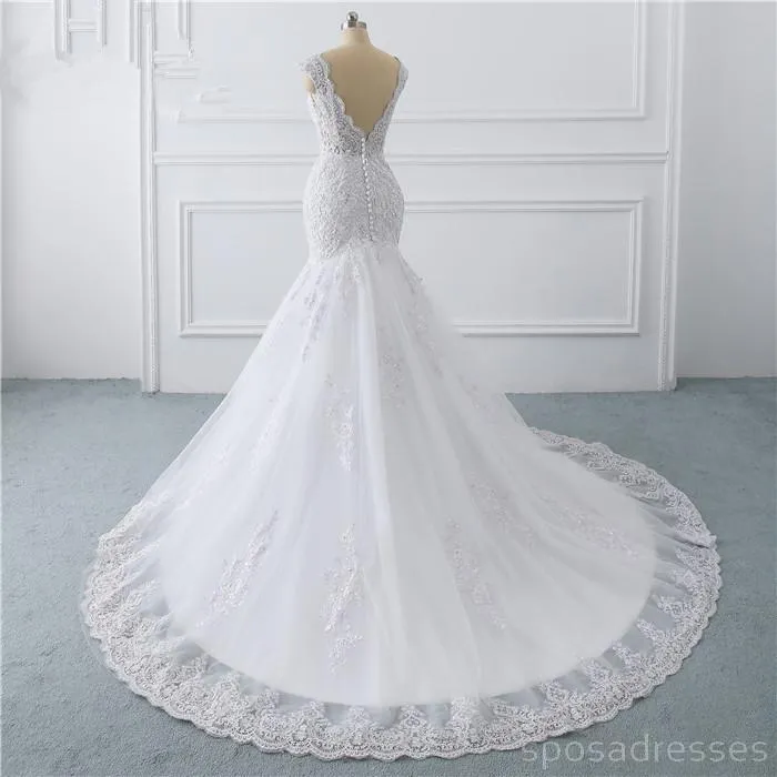 Cap Sleeves White Lace Wedding Dresses Online, Cheap Bridal Dresses, WD511