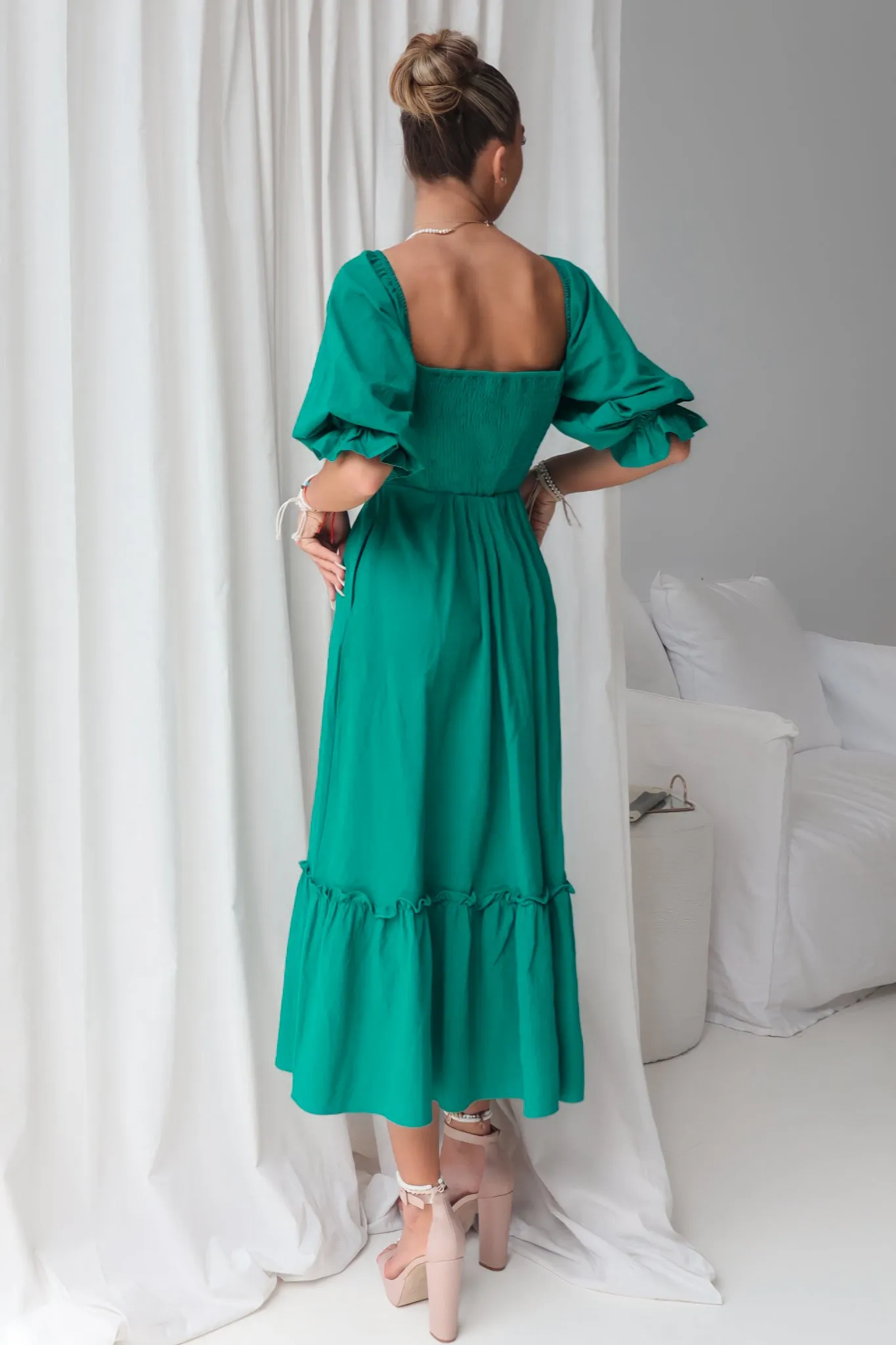 Cecilia Midi Dress - Emerald Green