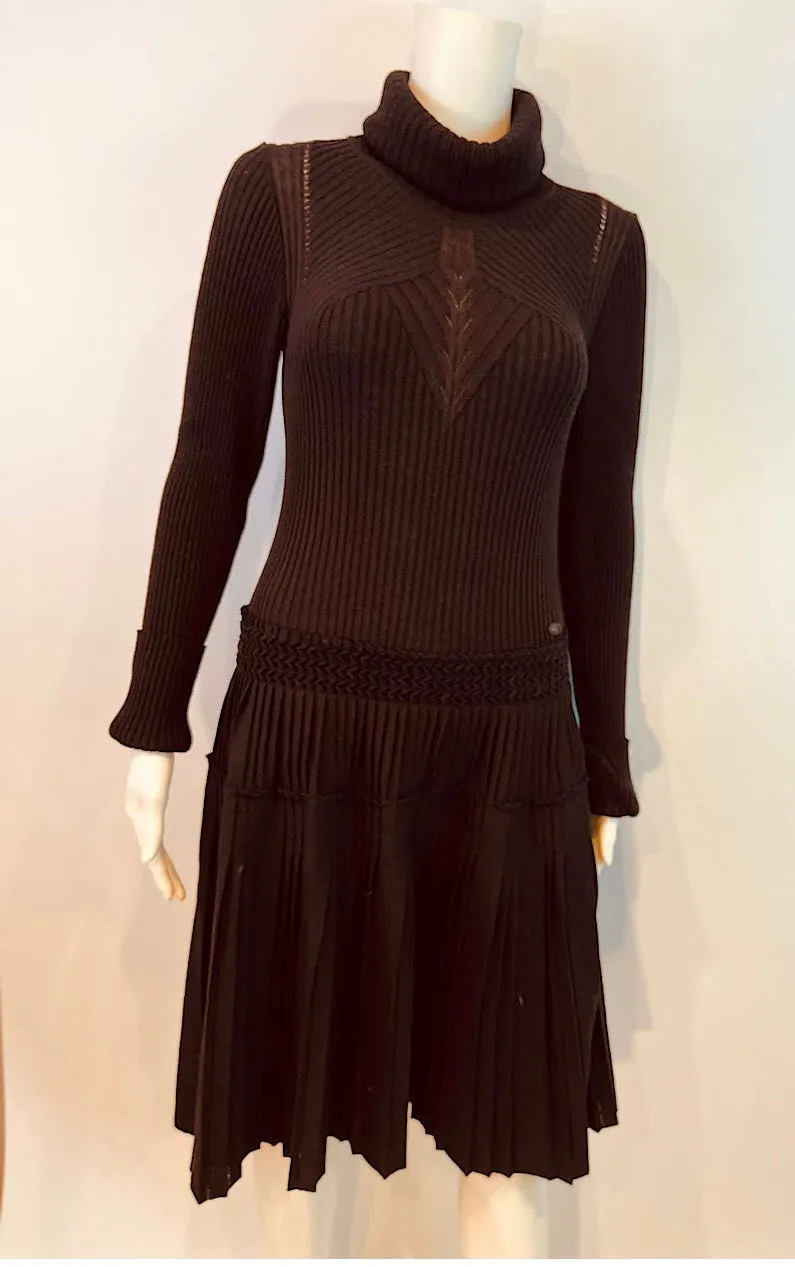 Chanel 08A 2008 Fall Black Turtleneck Sweater Dress FR 40 US 4/6