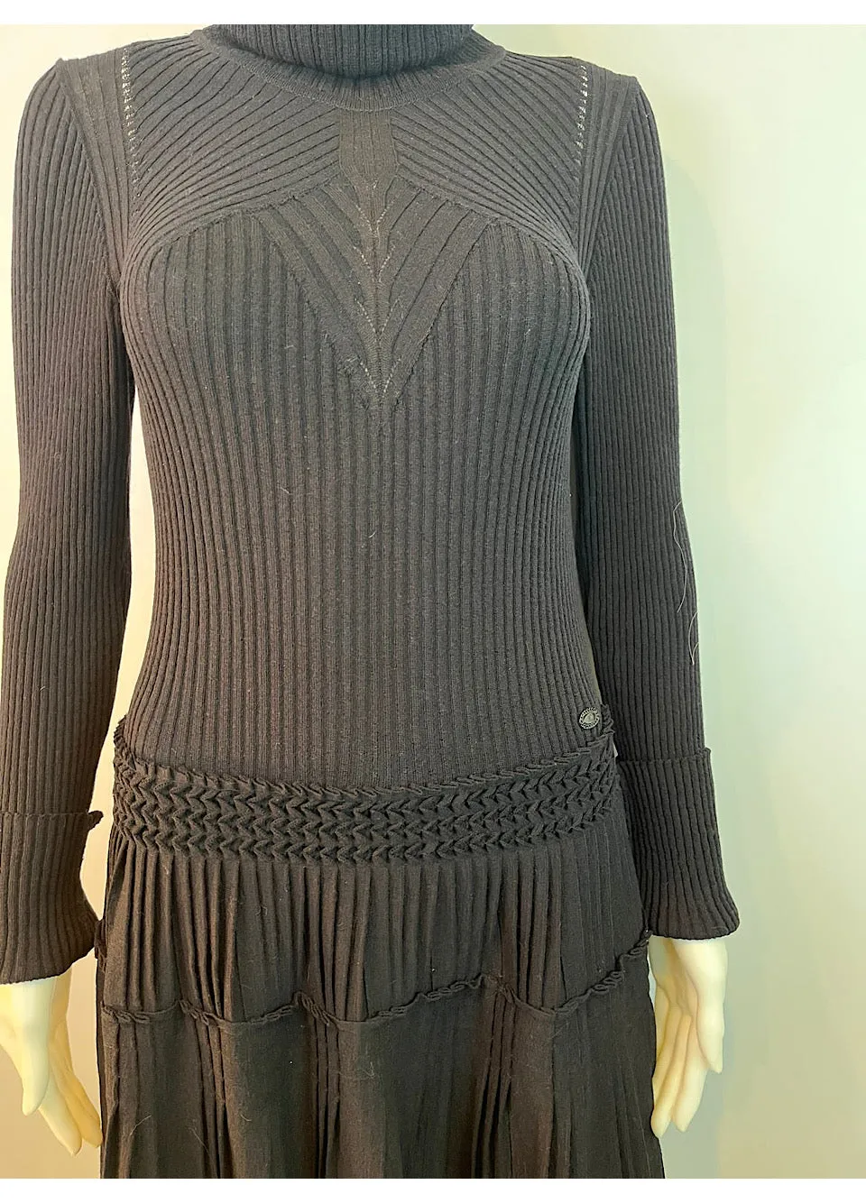 Chanel 08A 2008 Fall Black Turtleneck Sweater Dress FR 40 US 4/6